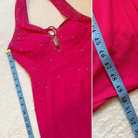 Beaded Barbie Pink Floor Length Formal Gown Prom Homecoming Dress Hot Pink - Picture 13 of 14